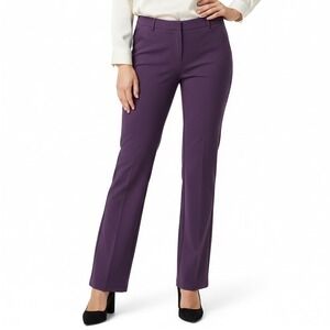 Betabrand Purple Straight Leg Pants 1X Petite Stretch Professional Workwear